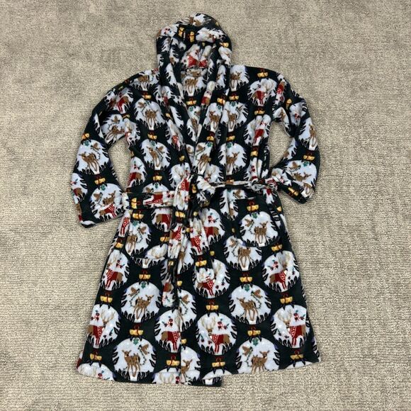 Vera Bradley Holiday Womens Sm Med Bathrobe Hooded Reindeer Christmas Ornaments - Picture 1 of 7